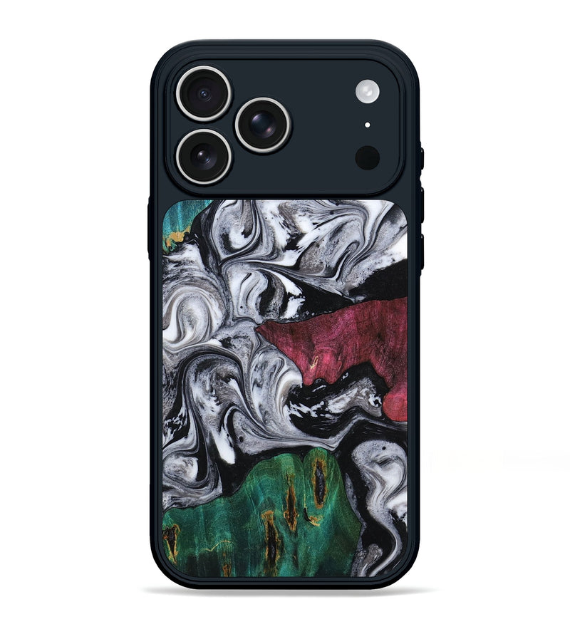 iPhone 17 Pro Max Wood Phone Case - Rhodes (Black & White, 800102)