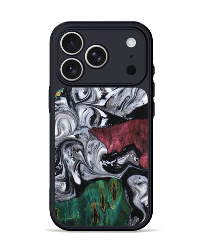 iPhone 17 Pro Wood Phone Case - Rhodes (Black & White, 800102)