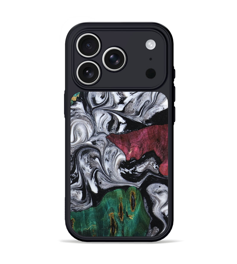 iPhone 17 Pro Wood Phone Case - Rhodes (Black & White, 800102)