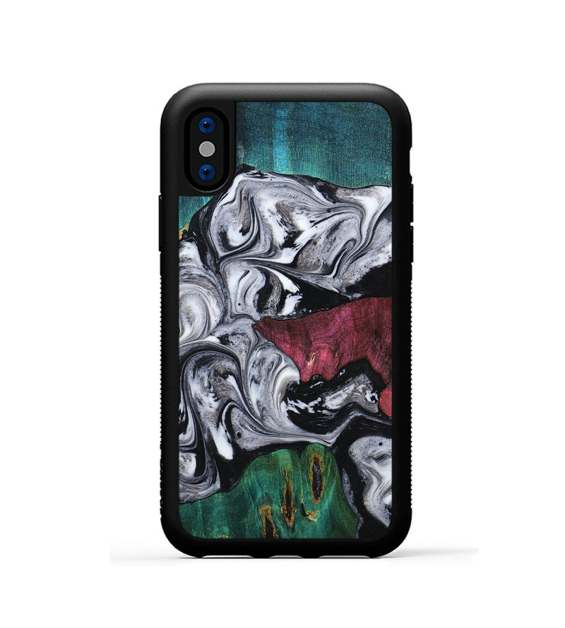 iPhone Xs Wood Phone Case - Rhodes (Black & White, 800102)