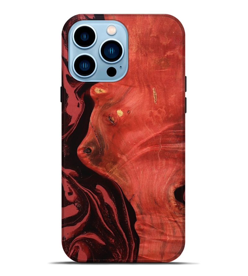 iPhone 14 Pro Max Wood Live Edge Phone Case - Arrie (Red, 800105)
