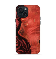 iPhone 15 Wood Live Edge Phone Case - Arrie (Red, 800105)