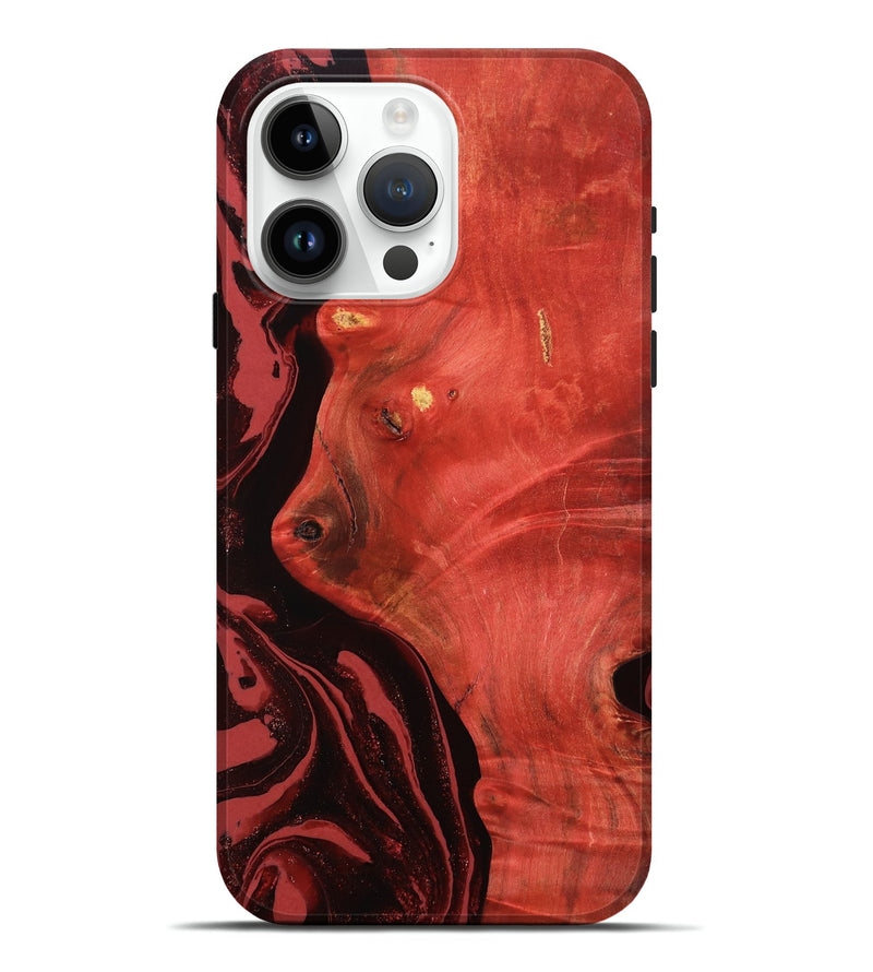 iPhone 15 Pro Max Wood Live Edge Phone Case - Arrie (Red, 800105)