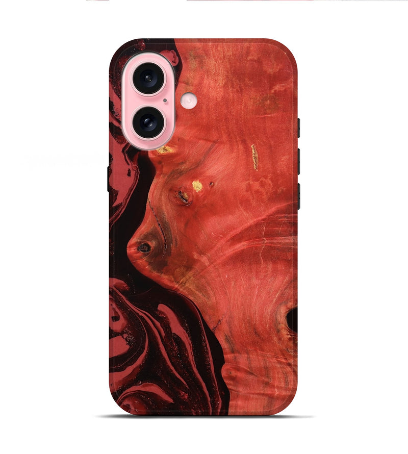iPhone 16 Wood Live Edge Phone Case - Arrie (Red, 800105)