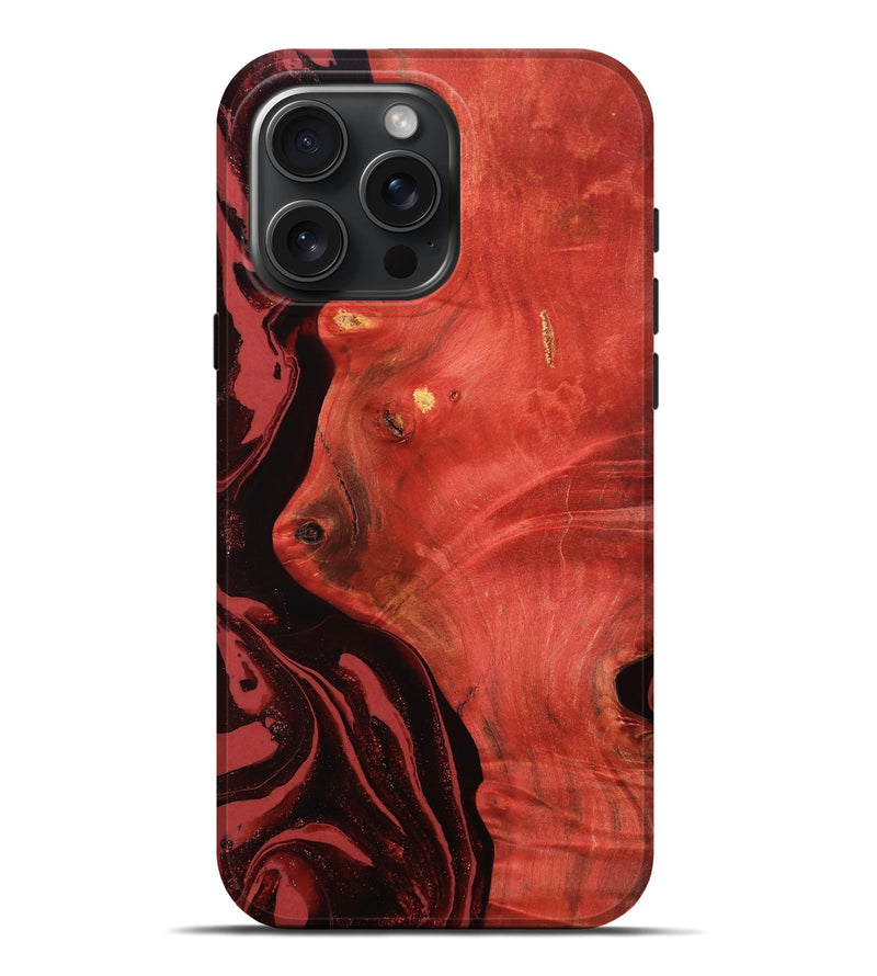 iPhone 16 Pro Max Wood Live Edge Phone Case - Arrie (Red, 800105)