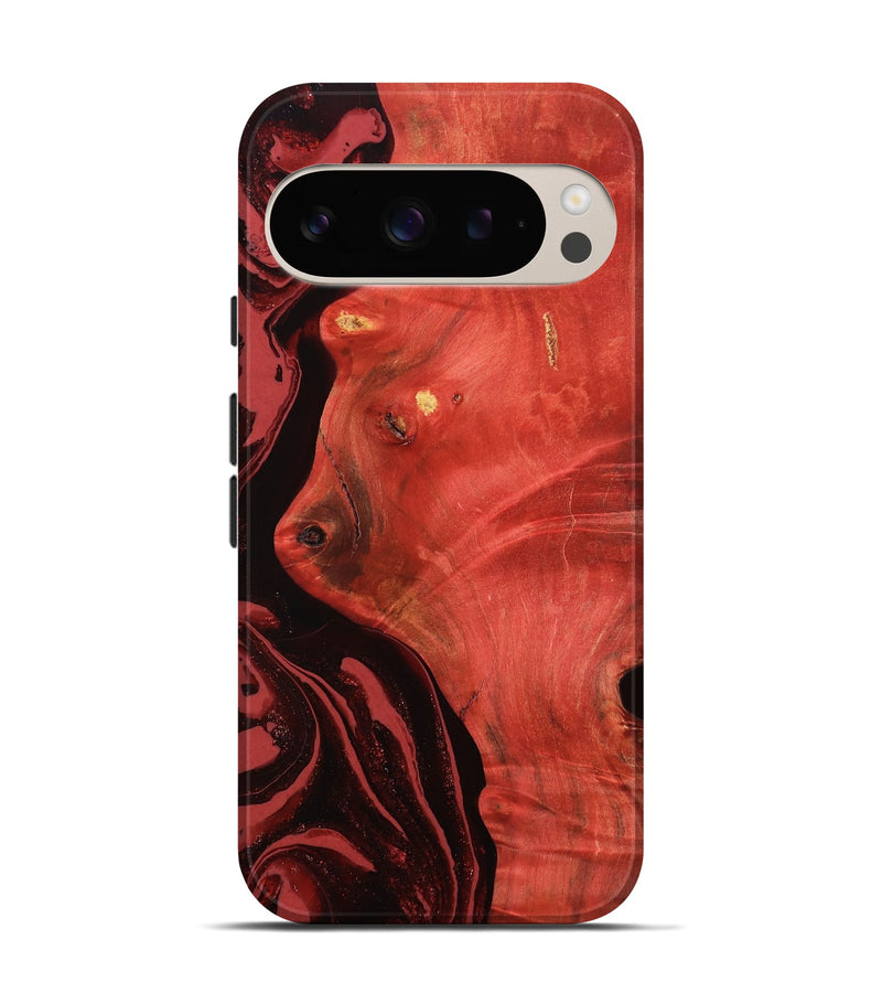 Pixel 9 Wood Live Edge Phone Case - Arrie (Red, 800105)