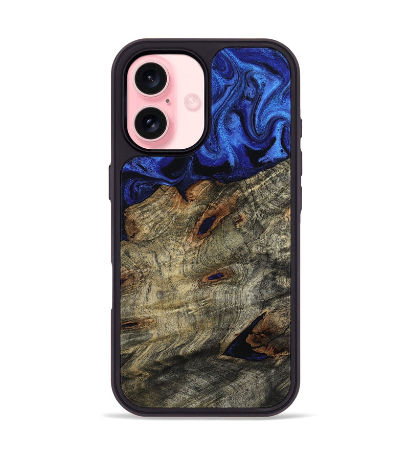 iPhone 16 Wood Phone Case - Vance (Blue, 800196)