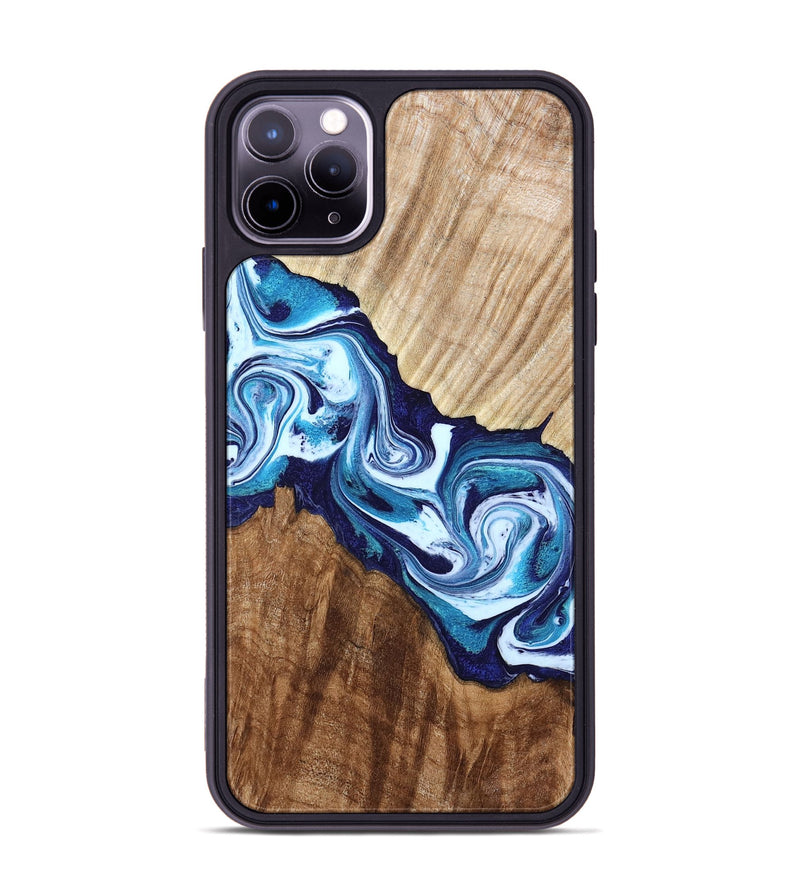 iPhone 11 Pro Max Wood Phone Case - Maira (Blue, 800198)