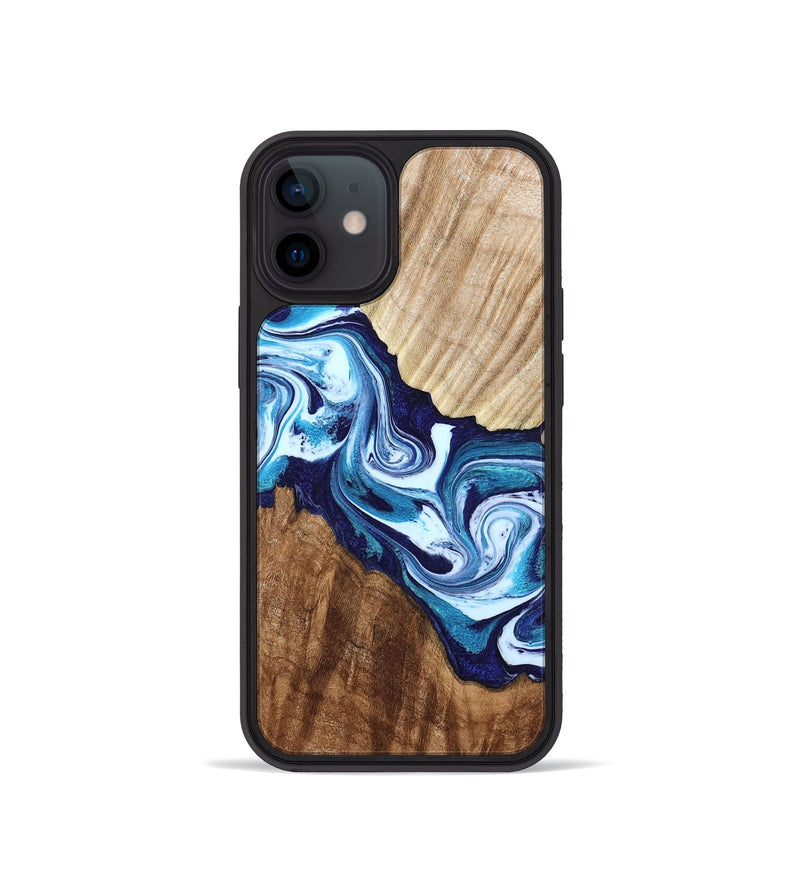 iPhone 12 mini Wood Phone Case - Maira (Blue, 800198)