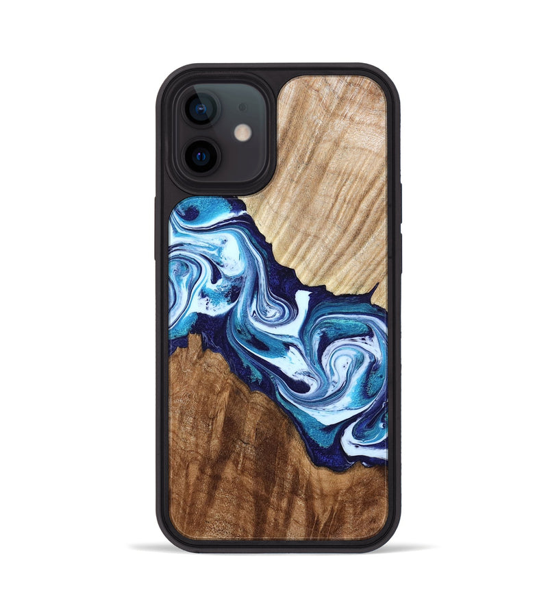 iPhone 12 Wood Phone Case - Maira (Blue, 800198)