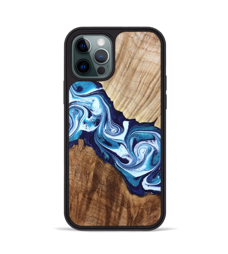 iPhone 12 Pro Wood Phone Case - Maira (Blue, 800198)