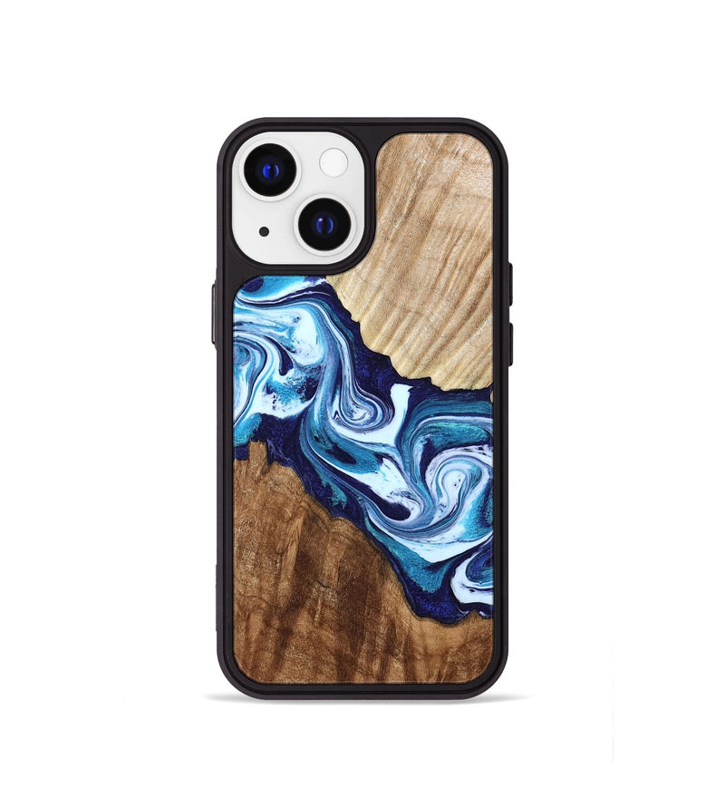 iPhone 13 mini Wood Phone Case - Maira (Blue, 800198)