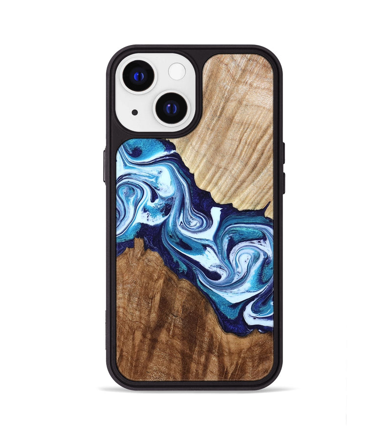 iPhone 13 Wood Phone Case - Maira (Blue, 800198)