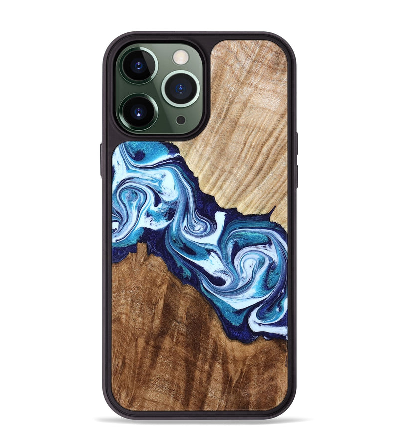 iPhone 13 Pro Max Wood Phone Case - Maira (Blue, 800198)