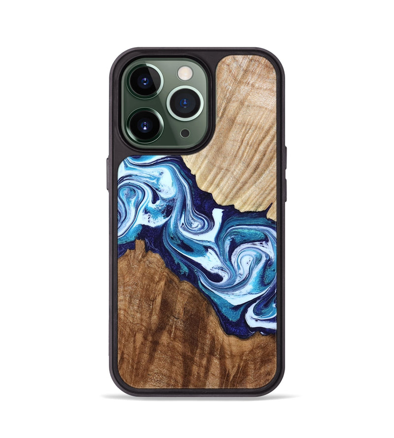 iPhone 13 Pro Wood Phone Case - Maira (Blue, 800198)