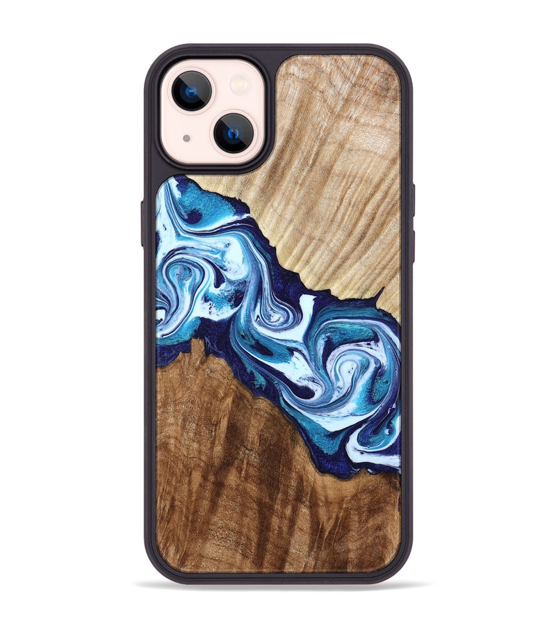 iPhone 14 Plus Wood Phone Case - Maira (Blue, 800198)