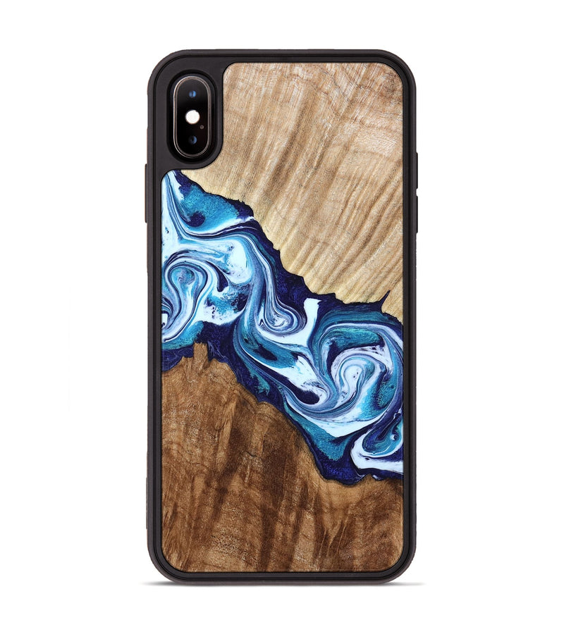 iPhone Xs Max Wood Phone Case - Maira (Blue, 800198)