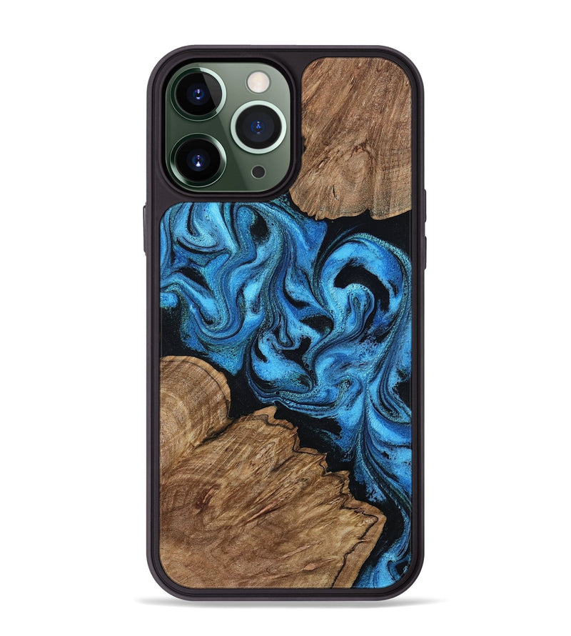 iPhone 13 Pro Max Wood Phone Case - Jolette (Blue, 800199)