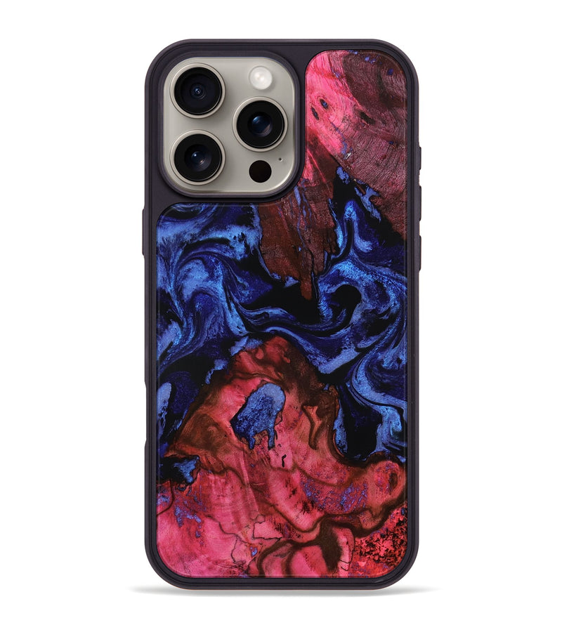 iPhone 16 Pro Max Wood Phone Case - Lelah (Blue, 800201)