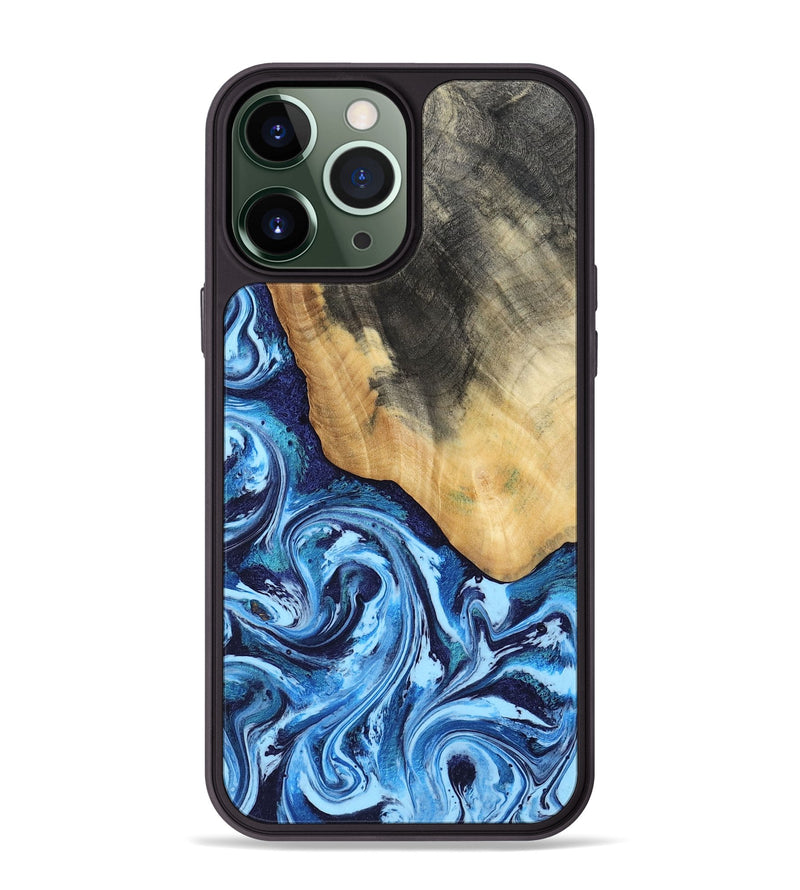 iPhone 13 Pro Max Wood Phone Case - Marlie (Blue, 800205)