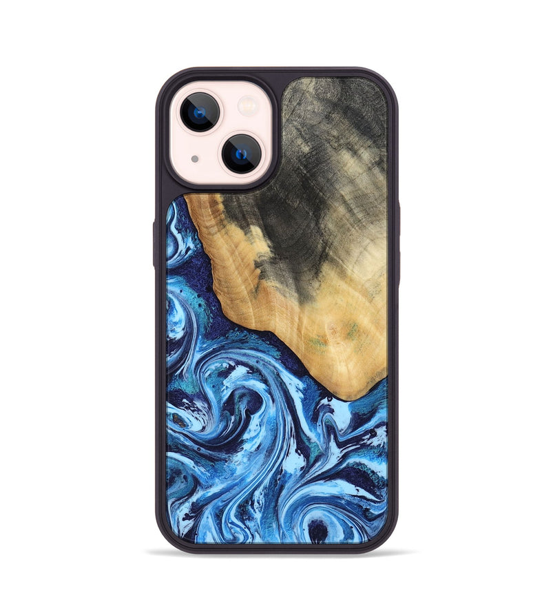 iPhone 14 Wood Phone Case - Marlie (Blue, 800205)
