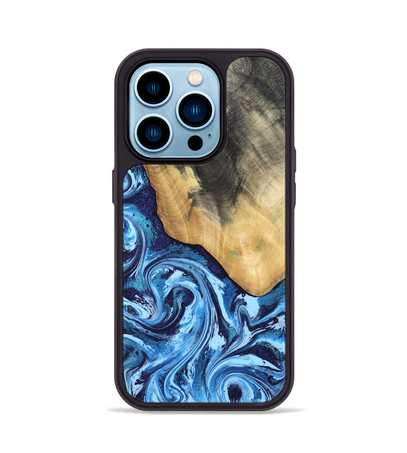 iPhone 14 Pro Wood Phone Case - Marlie (Blue, 800205)