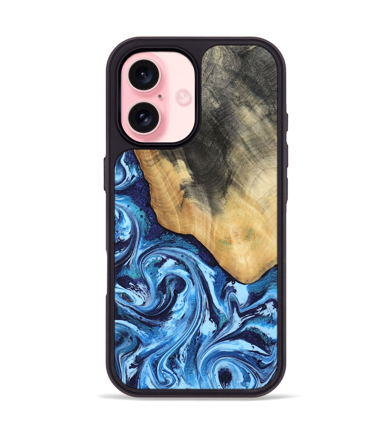 iPhone 16 Wood Phone Case - Marlie (Blue, 800205)