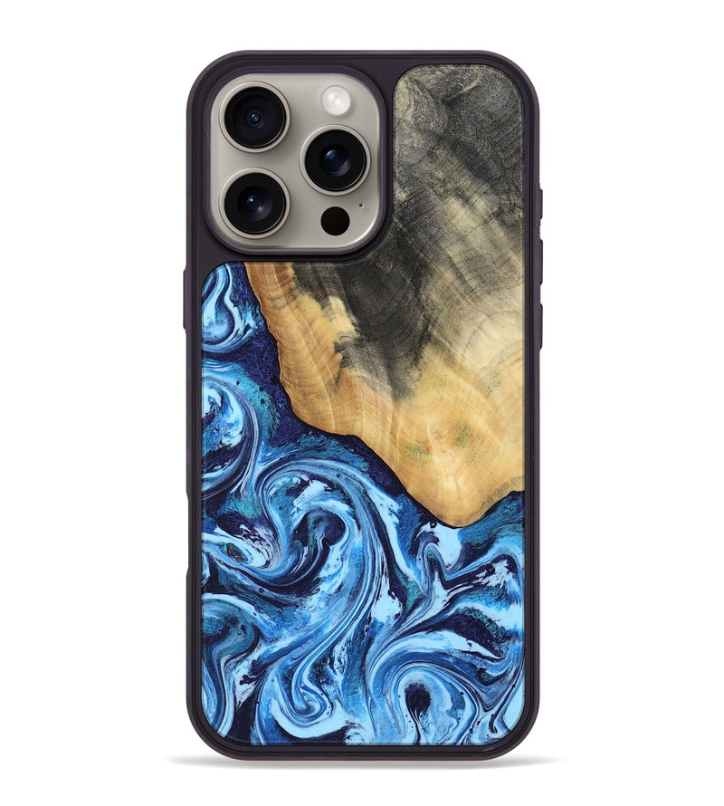 iPhone 16 Pro Max Wood Phone Case - Marlie (Blue, 800205)