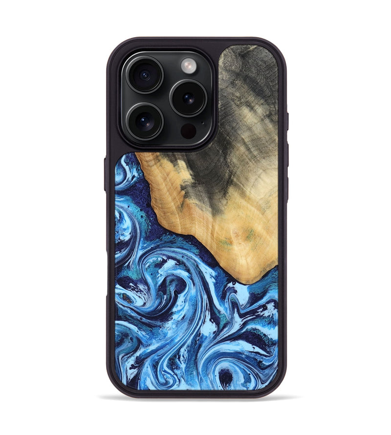 iPhone 16 Pro Wood Phone Case - Marlie (Blue, 800205)