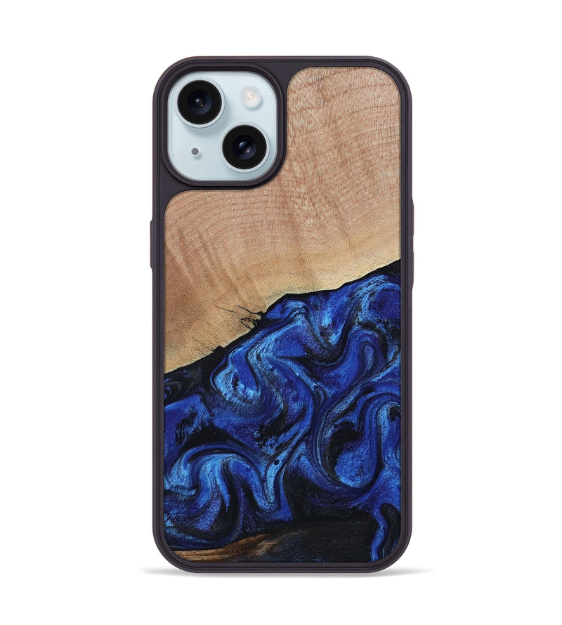 iPhone 15 Wood Phone Case - Joslyn (Blue, 800208)