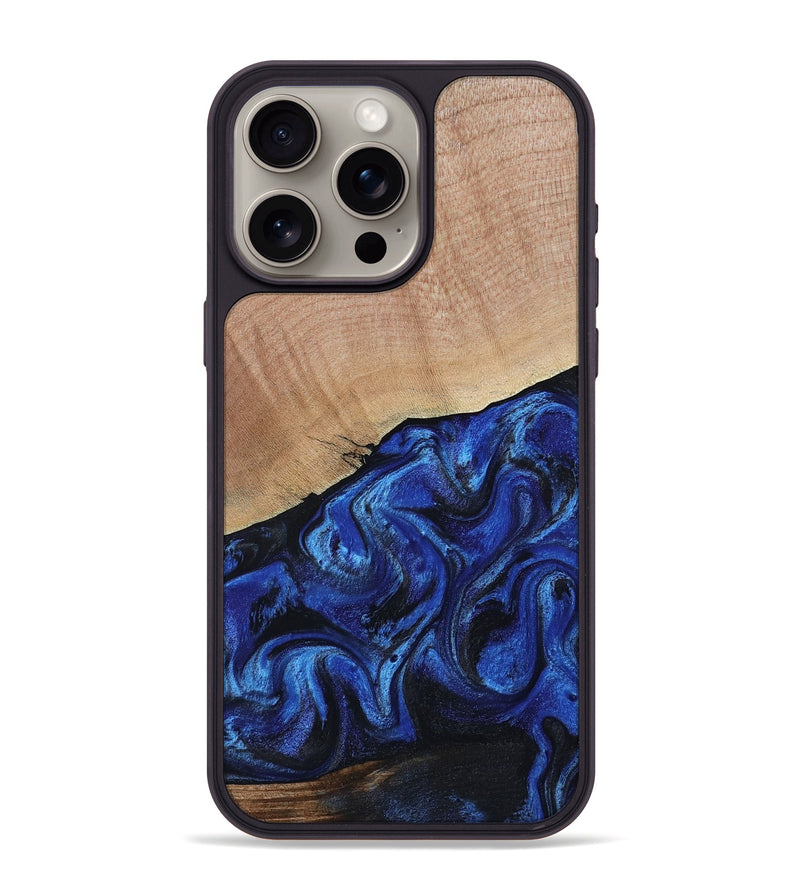 iPhone 15 Pro Max Wood Phone Case - Joslyn (Blue, 800208)