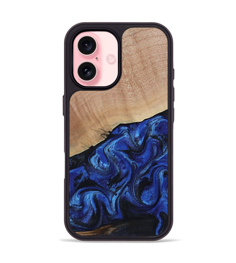 iPhone 16 Wood Phone Case - Joslyn (Blue, 800208)