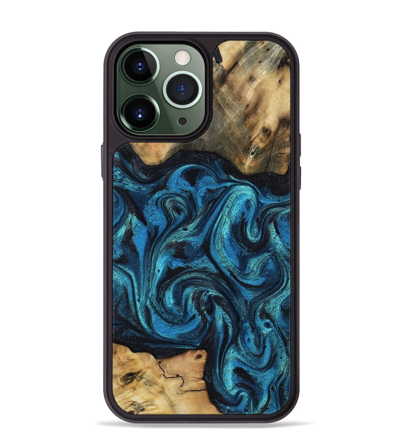 iPhone 13 Pro Max Wood Phone Case - Raheem (Blue, 800212)