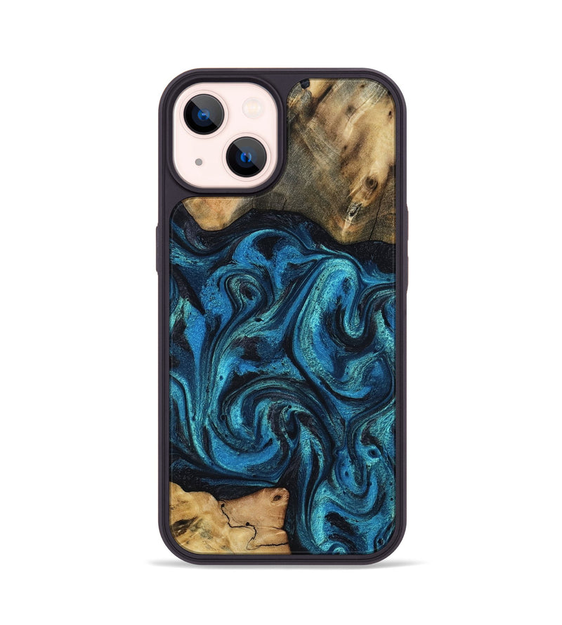 iPhone 14 Wood Phone Case - Raheem (Blue, 800212)