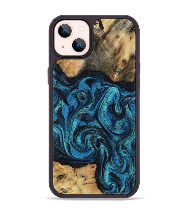 iPhone 14 Plus Wood Phone Case - Raheem (Blue, 800212)