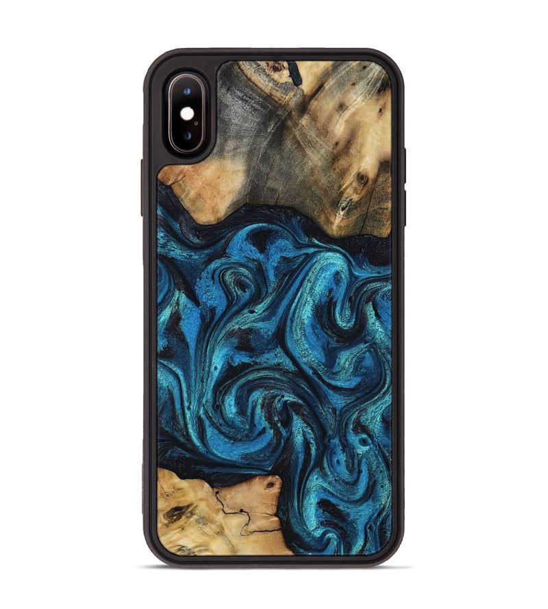 iPhone Xs Max Wood Phone Case - Raheem (Blue, 800212)