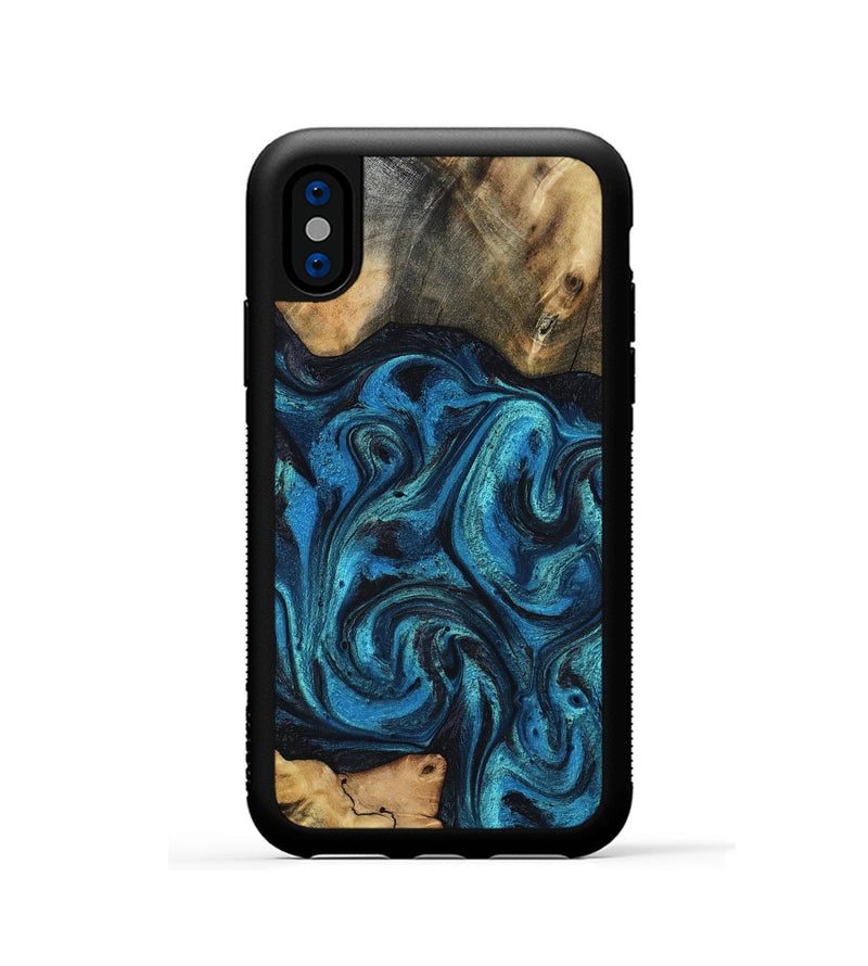 iPhone Xs Wood Phone Case - Raheem (Blue, 800212)