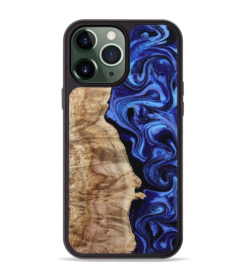 iPhone 13 Pro Max Wood Phone Case - Chaim (Blue, 800213)