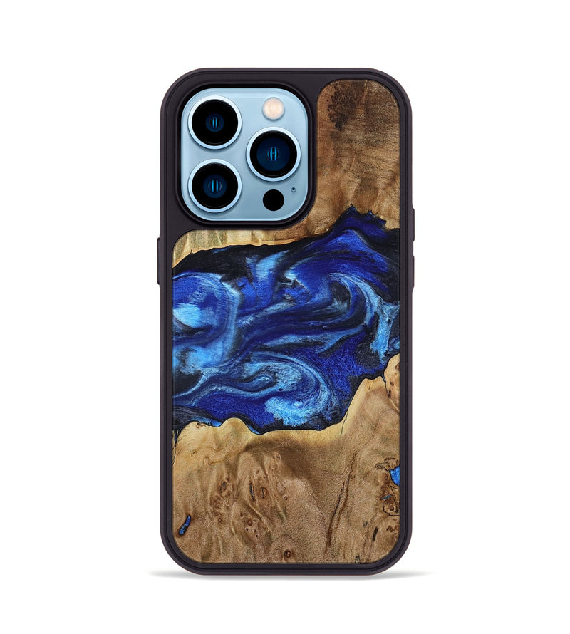 iPhone 14 Pro Wood Phone Case - Fatima (Blue, 800234)