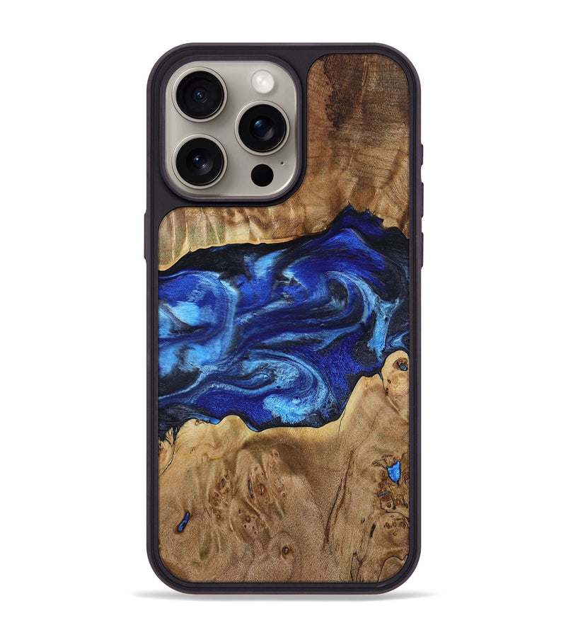 iPhone 15 Pro Max Wood Phone Case - Fatima (Blue, 800234)