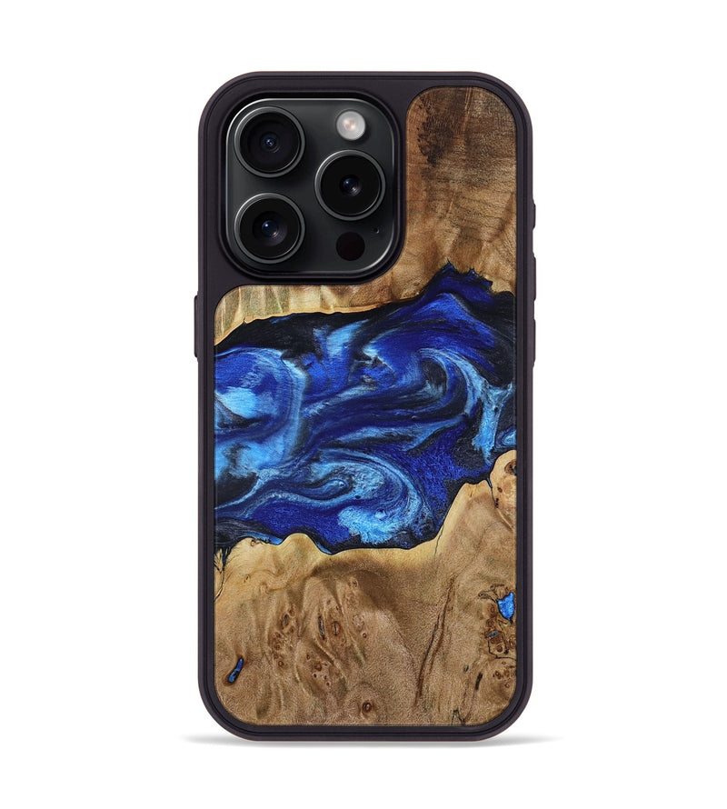 iPhone 15 Pro Wood Phone Case - Fatima (Blue, 800234)