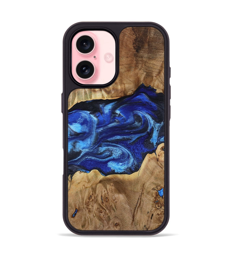 iPhone 16 Wood Phone Case - Fatima (Blue, 800234)