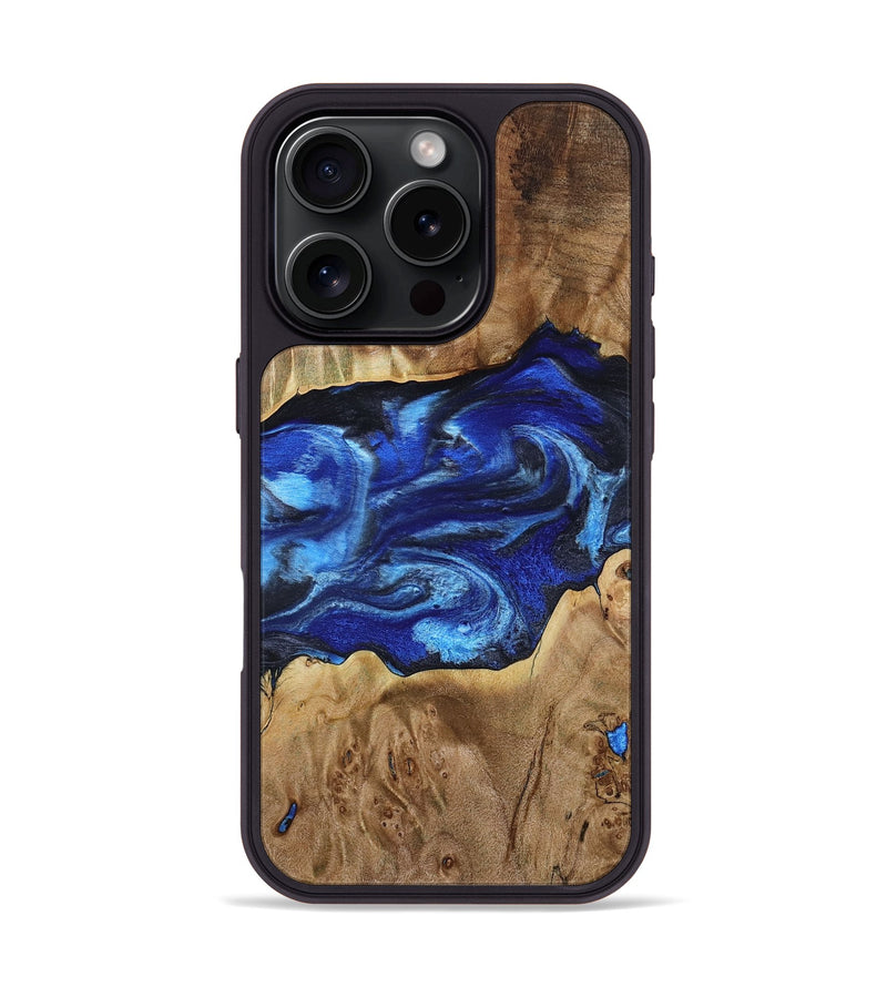 iPhone 16 Pro Wood Phone Case - Fatima (Blue, 800234)