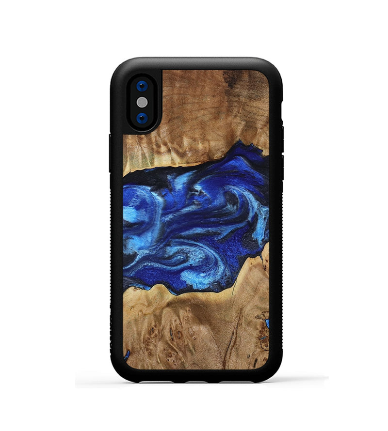 iPhone Xs Wood Phone Case - Fatima (Blue, 800234)
