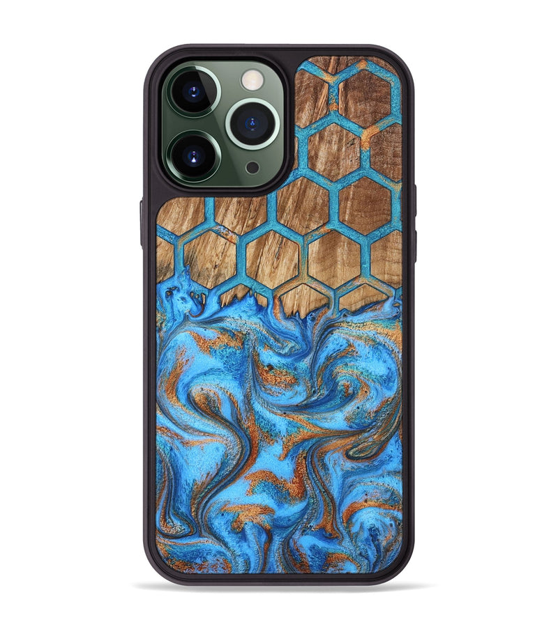 iPhone 13 Pro Max Wood Phone Case - Navy (Pattern, 800297)