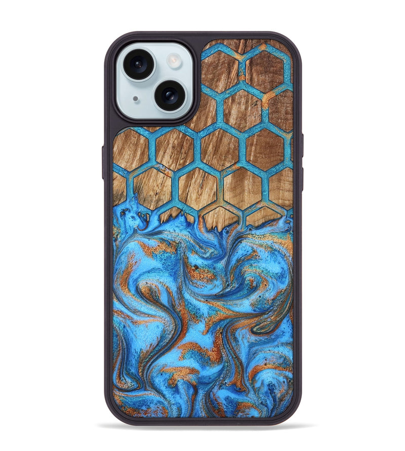 iPhone 15 Plus Wood Phone Case - Navy (Pattern, 800297)