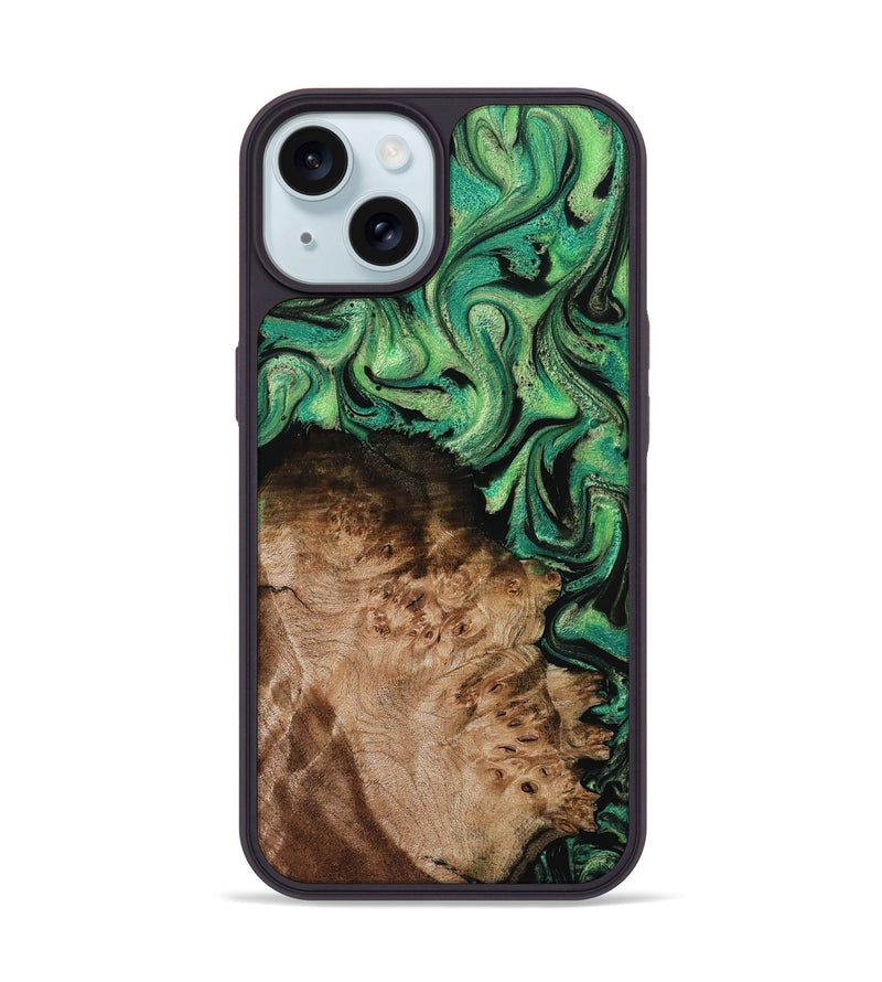iPhone 15 Wood Phone Case - Jamie (Green, 800331)