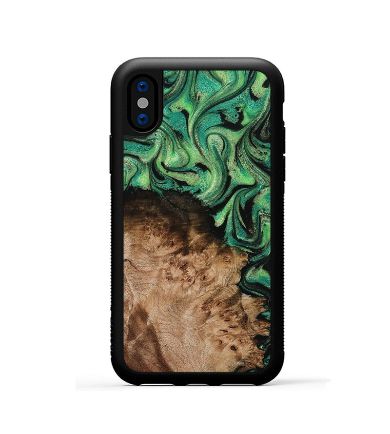 iPhone Xs Wood Phone Case - Jamie (Green, 800331)