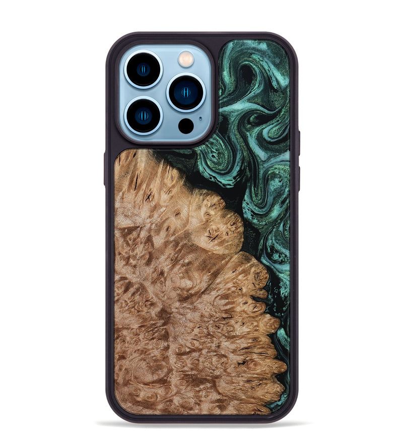 iPhone 14 Pro Max Wood Phone Case - Ali (Green, 800334)