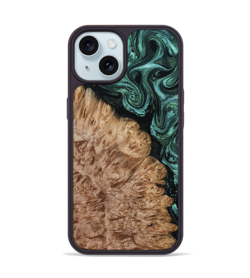 iPhone 15 Wood Phone Case - Ali (Green, 800334)